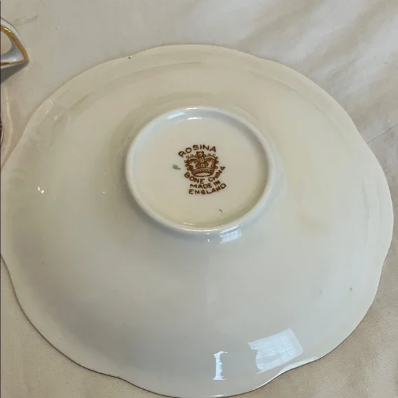 Rosina England none China Floral Teacup and Saucer Set with Gold Trim